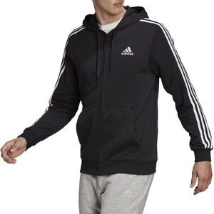 adidas Black Hoodie with White Three-Stripes
